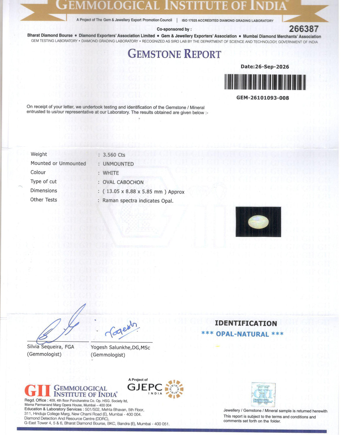Australian Opal - 3.56 Carat Rare Quality OPL-11449
