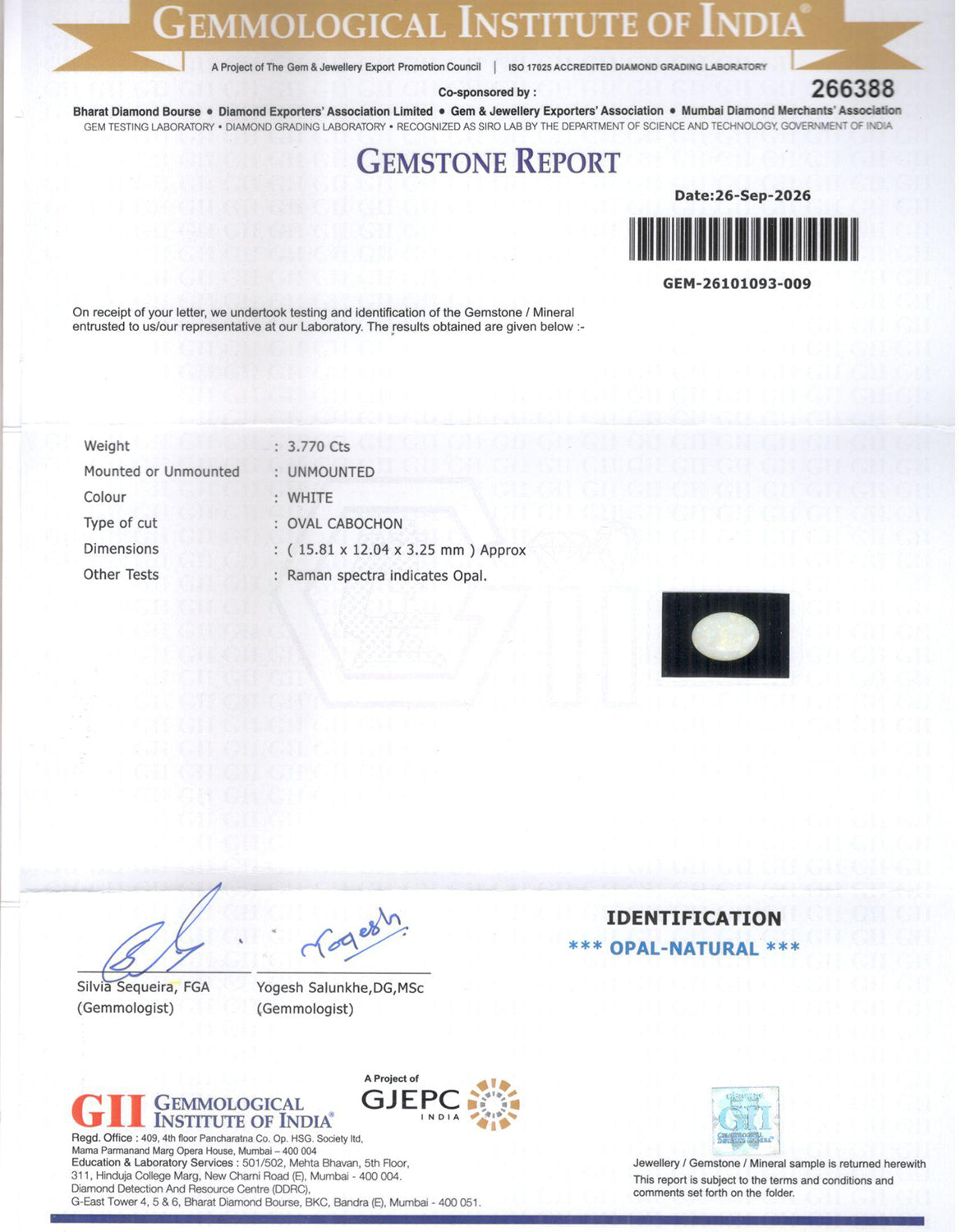 Australian Opal - 3.77 Carat Limited Quality OPL-11480