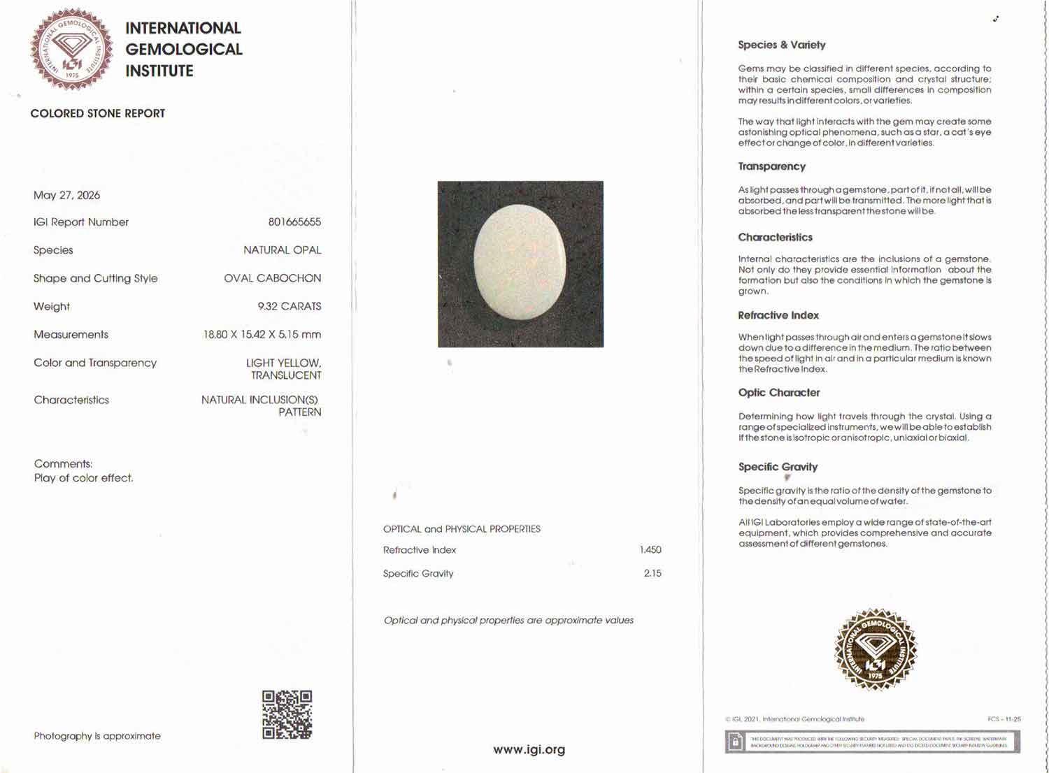White Opal - 9.32 Carat