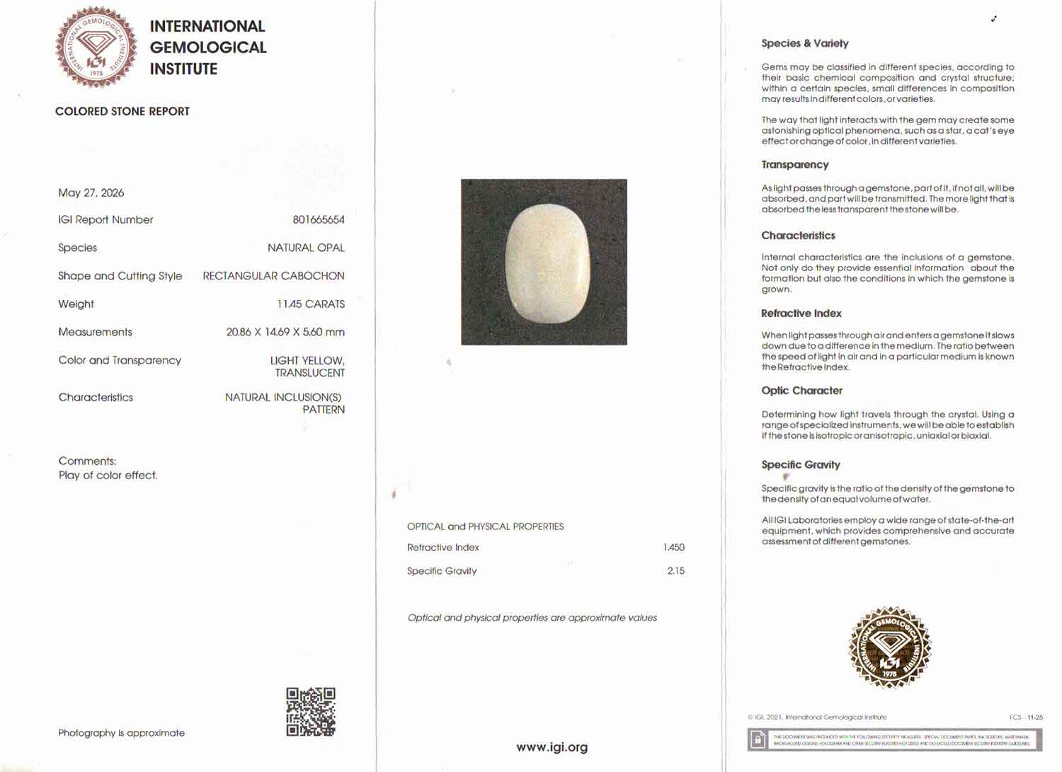 White Opal - 11.45 Carat