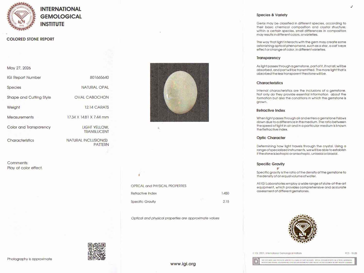White Opal - 12.14 Carat
