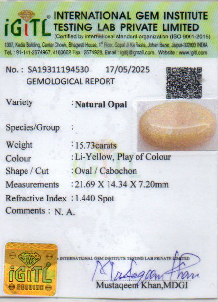 White Opal - 15.73 Carat