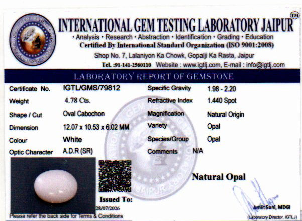 White Opal - 4.78 Carat