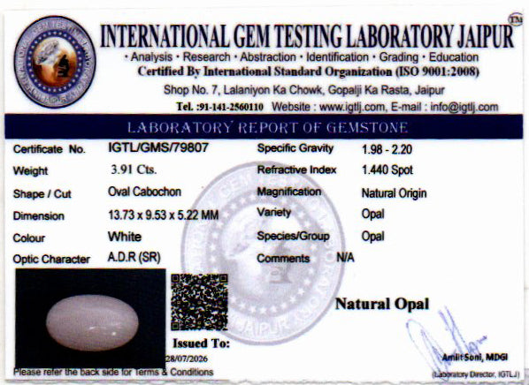 White Opal - 3.91 Carat
