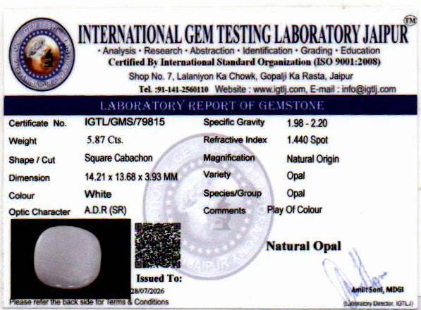 White Opal - 5.87 Carat