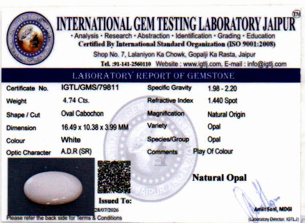 White Opal - 4.74 Carat