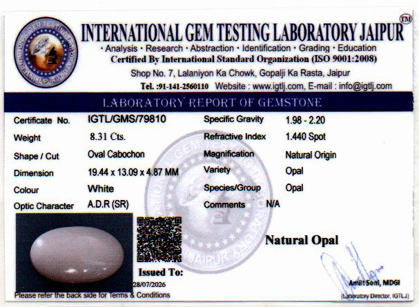 White Opal - 8.31 Carat