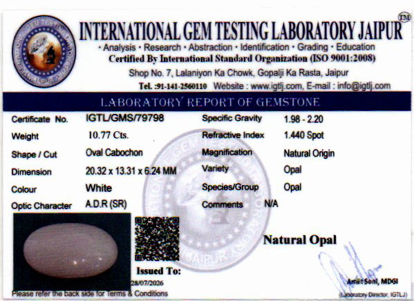 White Opal - 10.77 Carat