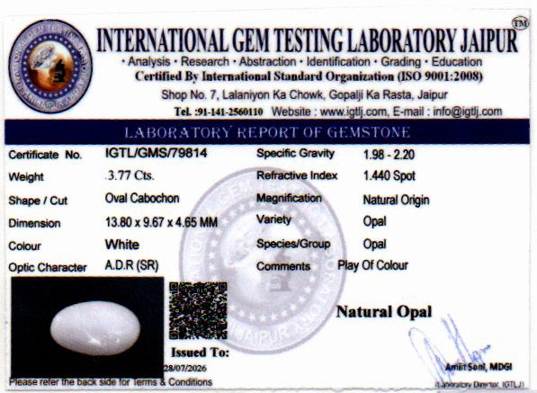 White Opal - 3.77 Carat