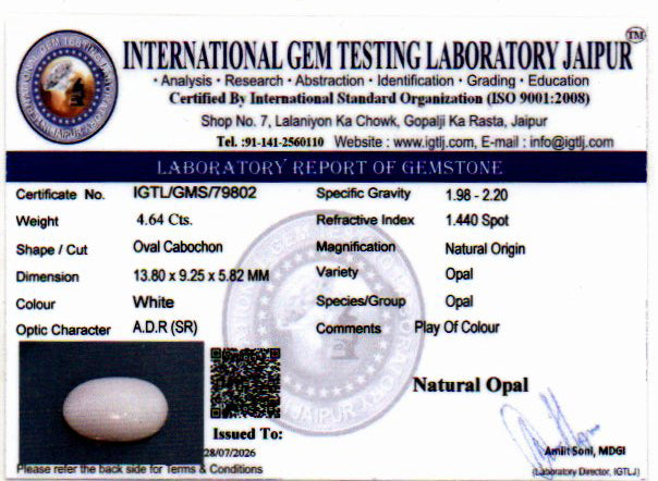 White Opal - 4.64 Carat