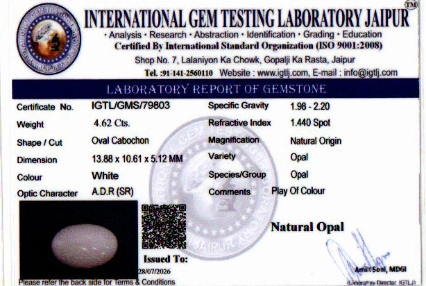 White Opal - 4.62 Carat