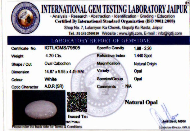 White Opal - 4.20 Carat