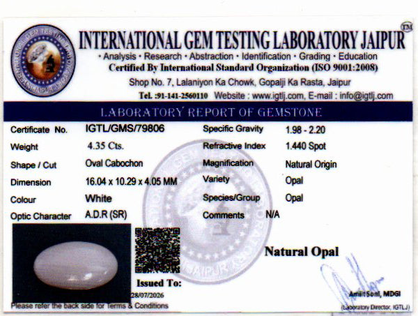White Opal - 4.35 Carat