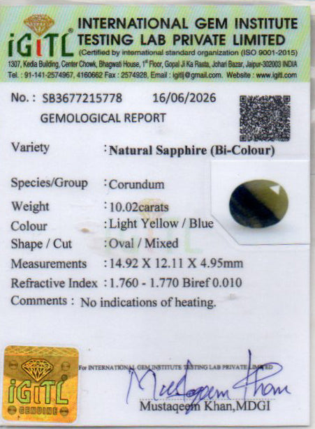 Pitambari Neelam - 10.02 Carat