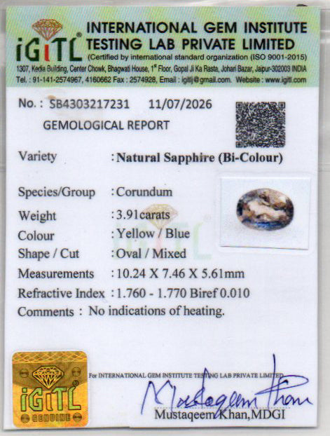 Pitambari Neelam - 3.91 Carat