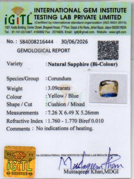 Pitambari Neelam - 3.09 Carat