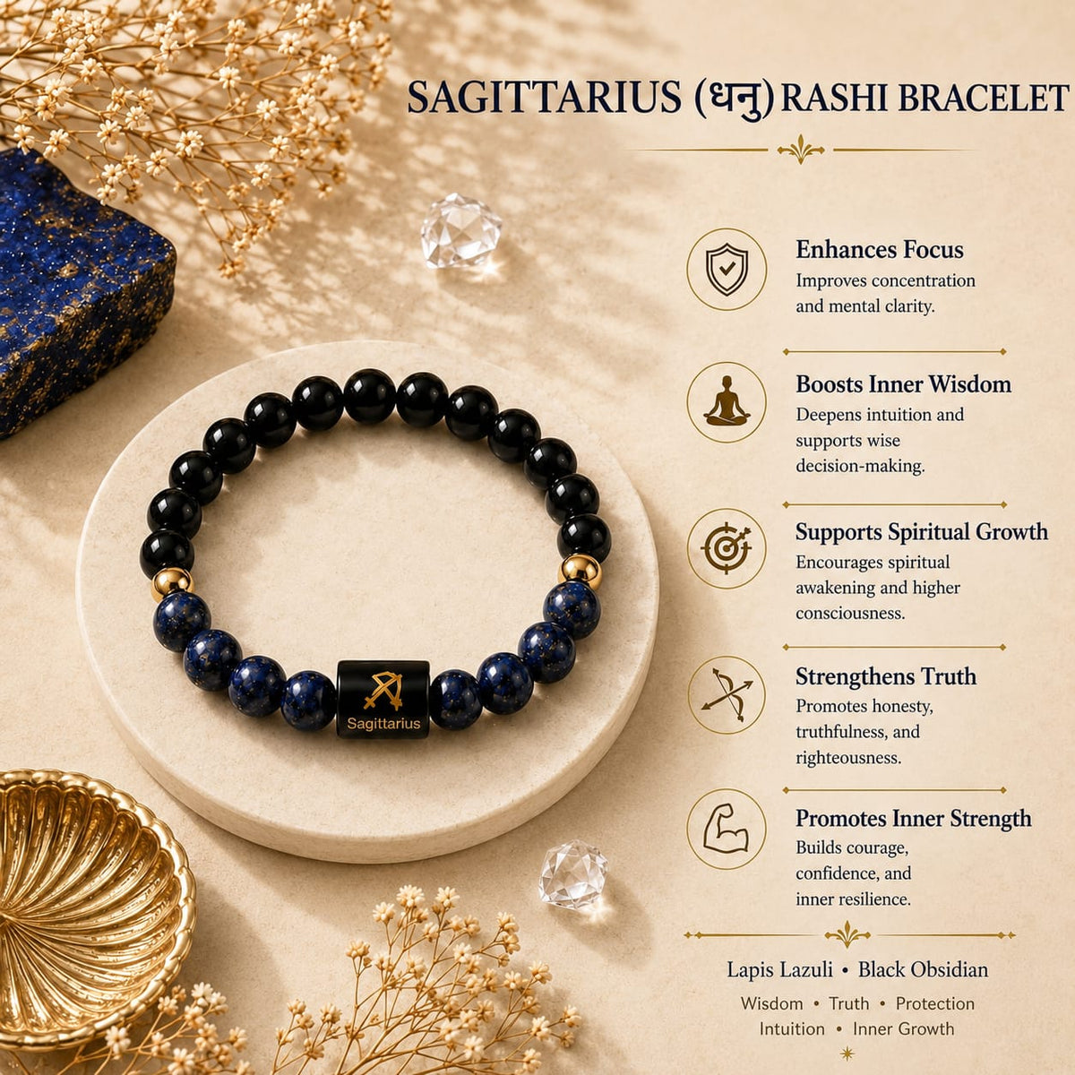 Sagittarius (Dhanu Rashi) Zodiac Bracelet