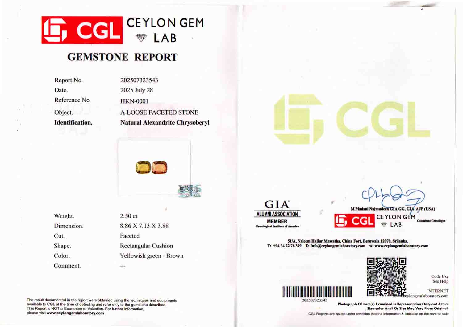 Alexandrite - 2.50 Carat Rare Quality ALX-0002