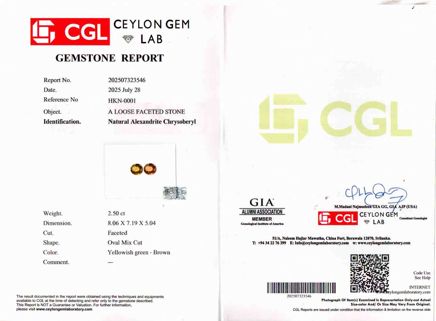 Alexandrite - 2.50 Carat Rare Quality ALX-0004