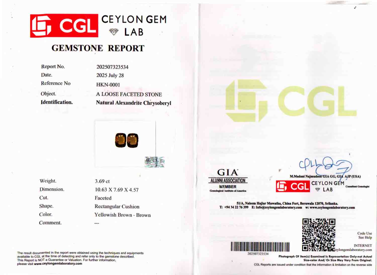 Alexandrite - 3.69 Carat Rare Quality ALX-0011