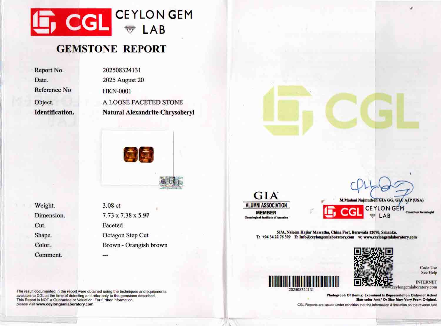 Alexandrite - 3.08 Carat Limited Quality ALX-0012
