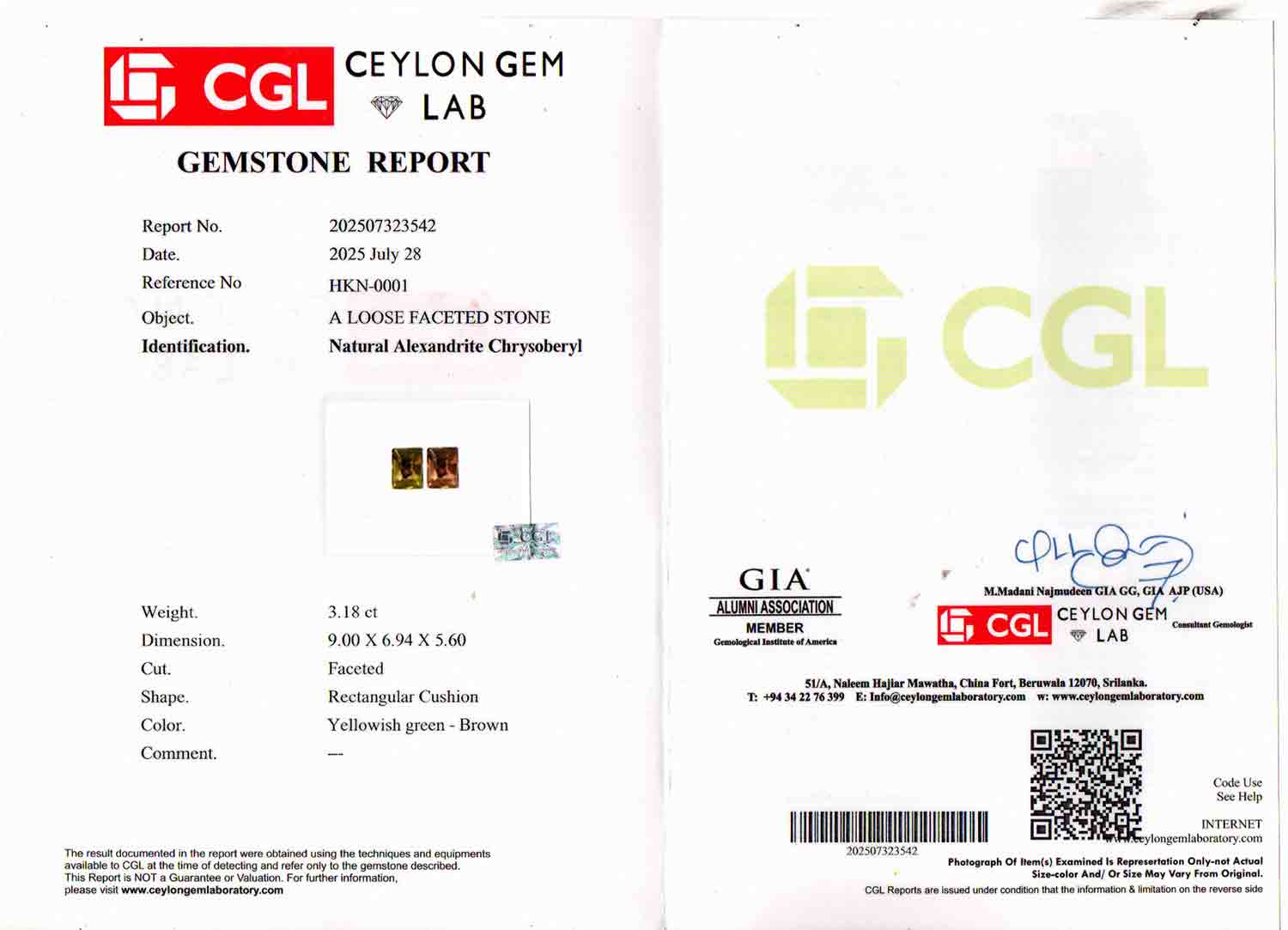 Alexandrite - 3.18 Carat Limited Quality ALX-0014