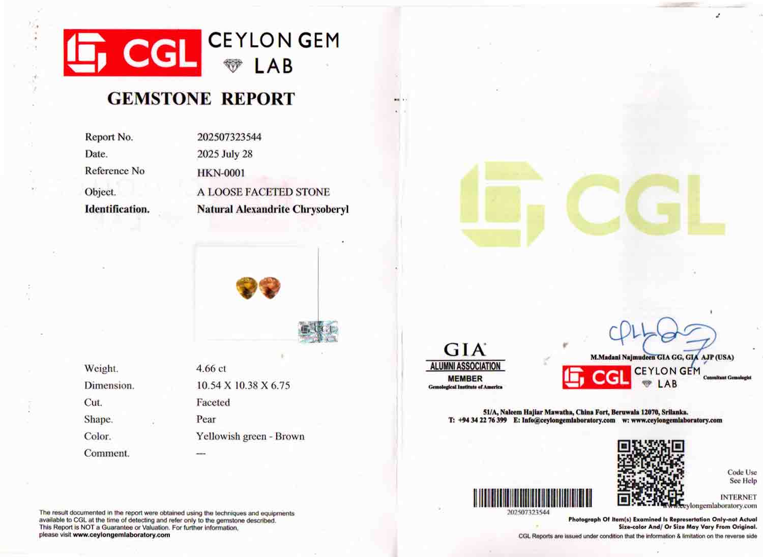 Alexandrite - 4.66 Carat Rare Quality ALX-0023