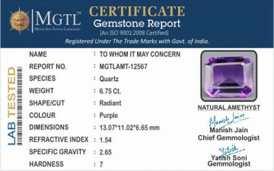 Brazilian Amethyst - 6.75 Carat Limited Quality AMT 12567
