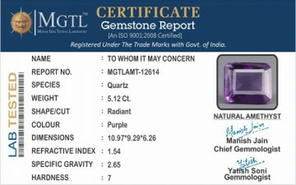 Brazilian Amethyst - 5.12 Carat Limited Quality AMT 12614