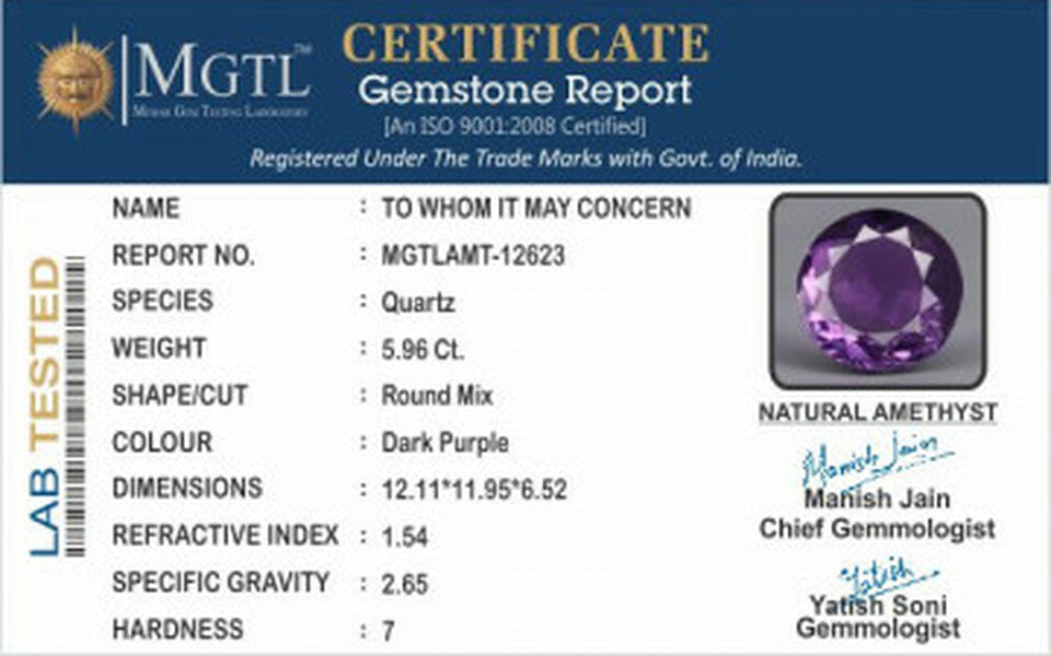 Brazilian Amethyst - 5.96 Carat Limited Quality AMT 12623