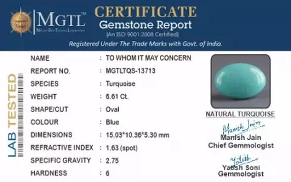 Arizona Turquoise - 6.61 Carat Rare Quality TQS-13713