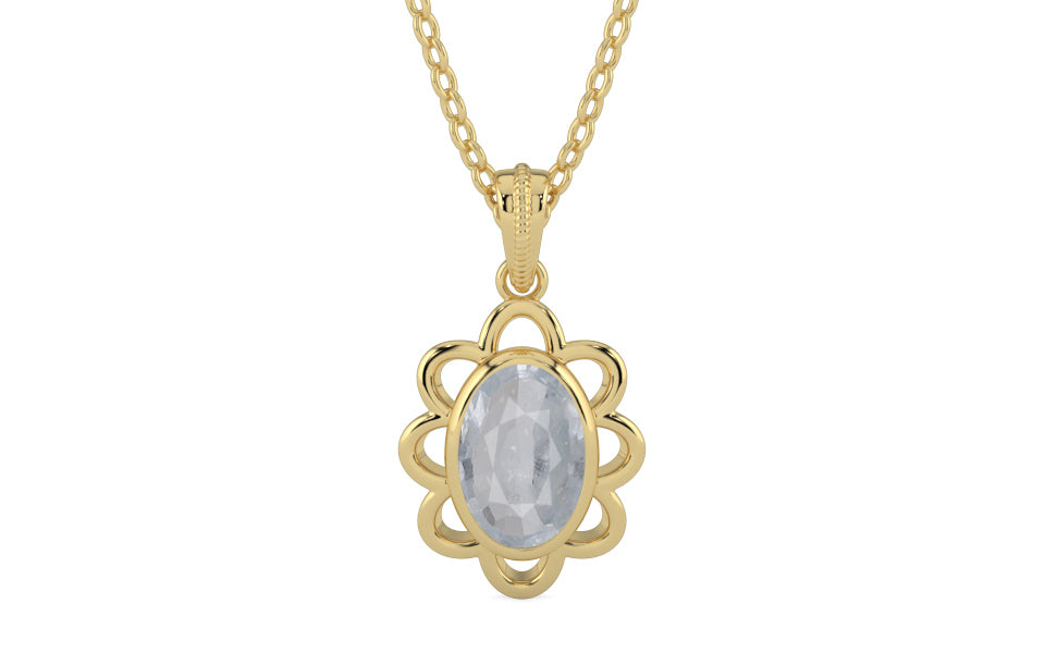 Ashtadhatu Ceylon White Sapphire Pendant Fine Quality (P3)