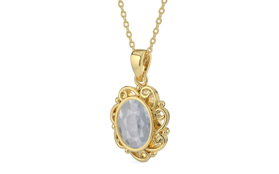 Ashtadhatu Ceylon White Sapphire Pendant Fine Quality (P5)