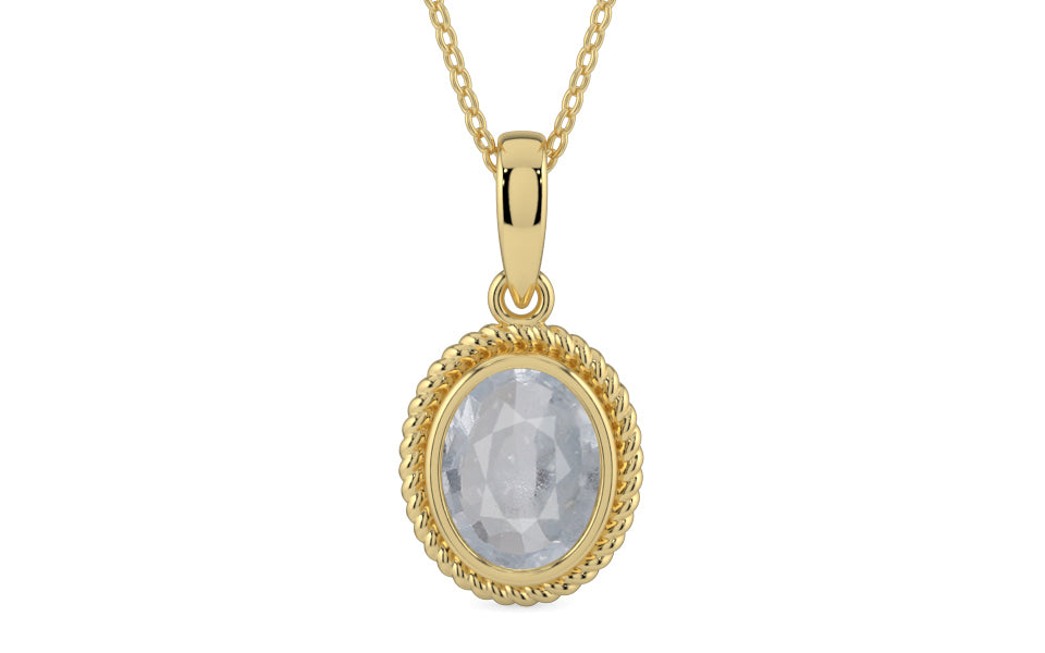 Ashtadhatu Ceylon White Sapphire Pendant Fine Quality (P7)