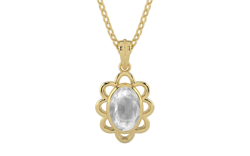 Ashtadhatu Ceylon White Sapphire Pendant Limited Quality (P3)
