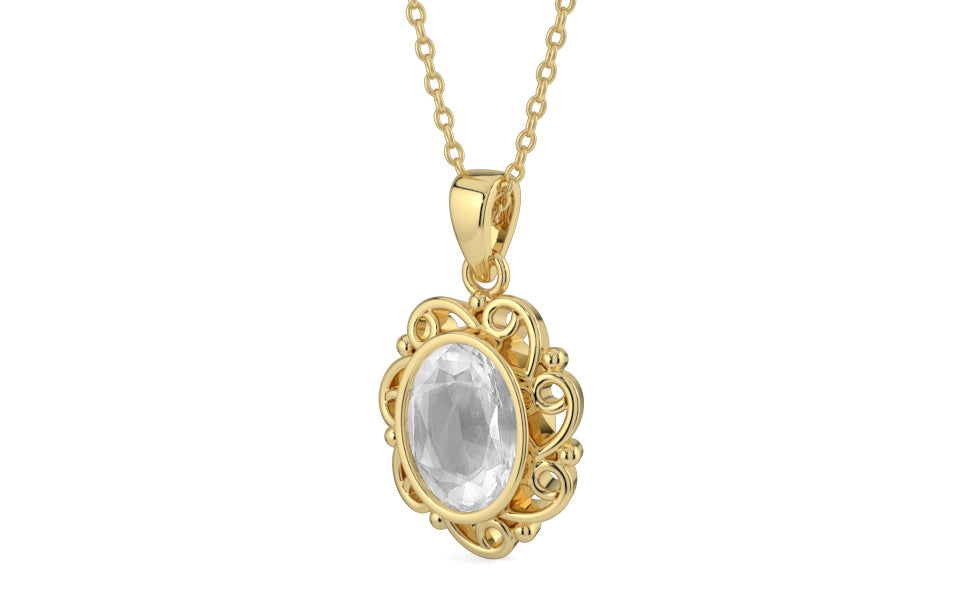 Ashtadhatu Ceylon White Sapphire Pendant Limited Quality (P5)