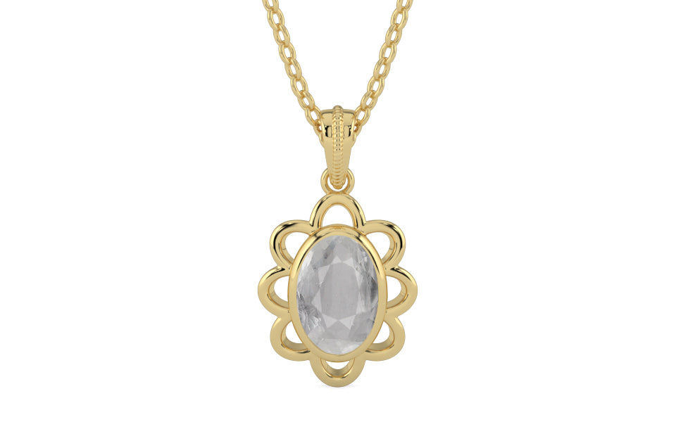 Ashtadhatu Ceylon White Sapphire Pendant Prime Quality (P3)