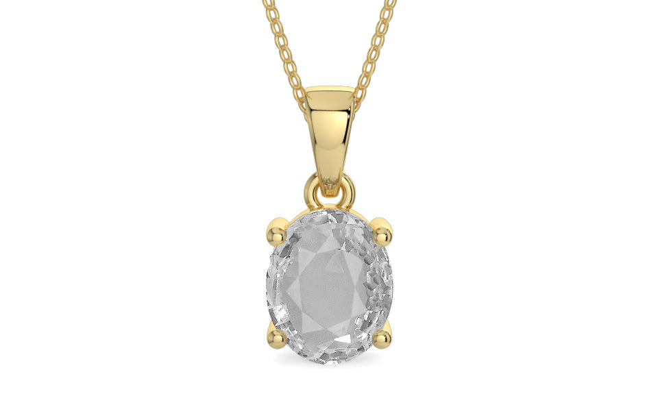 Ashtadhatu Ceylon White Sapphire Pendant Rare Quality (P10)