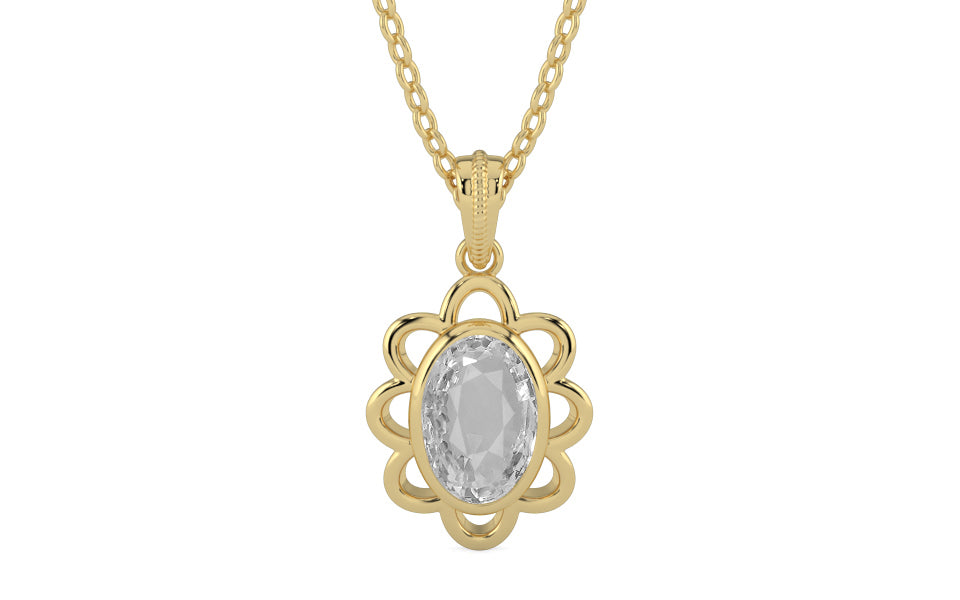 Ashtadhatu Ceylon White Sapphire Pendant Rare Quality (P3)