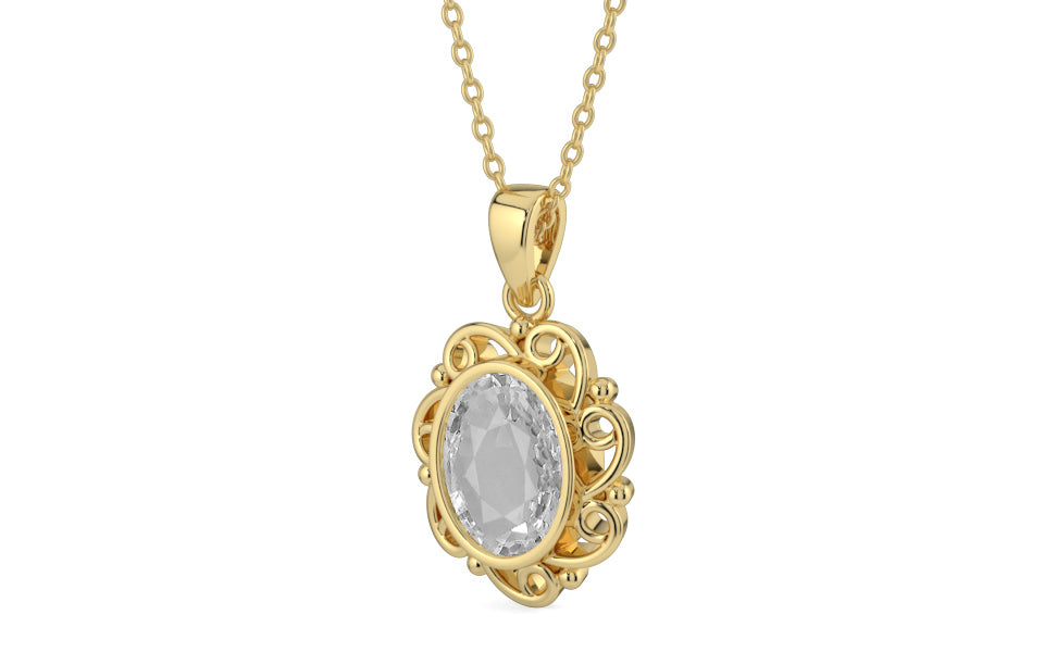 Ashtadhatu Ceylon White Sapphire Pendant Rare Quality (P5)