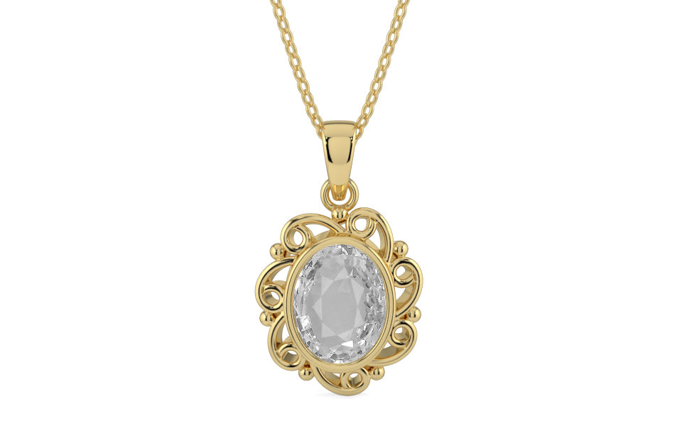Ashtadhatu Ceylon White Sapphire Pendant Rare Quality (P5)