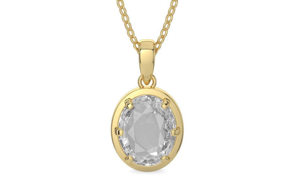 Ashtadhatu Ceylon White Sapphire Pendant Rare Quality (P8)