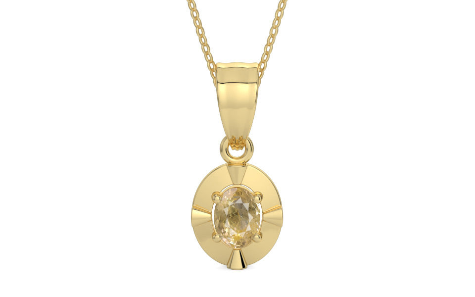 Ashtadhatu Ceylon Yellow Sapphire Pendant Fine Quality (P11)