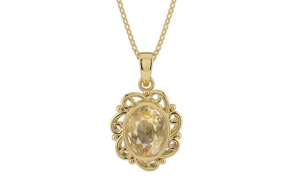 Ashtadhatu Ceylon Yellow Sapphire Pendant Fine Quality (P5)