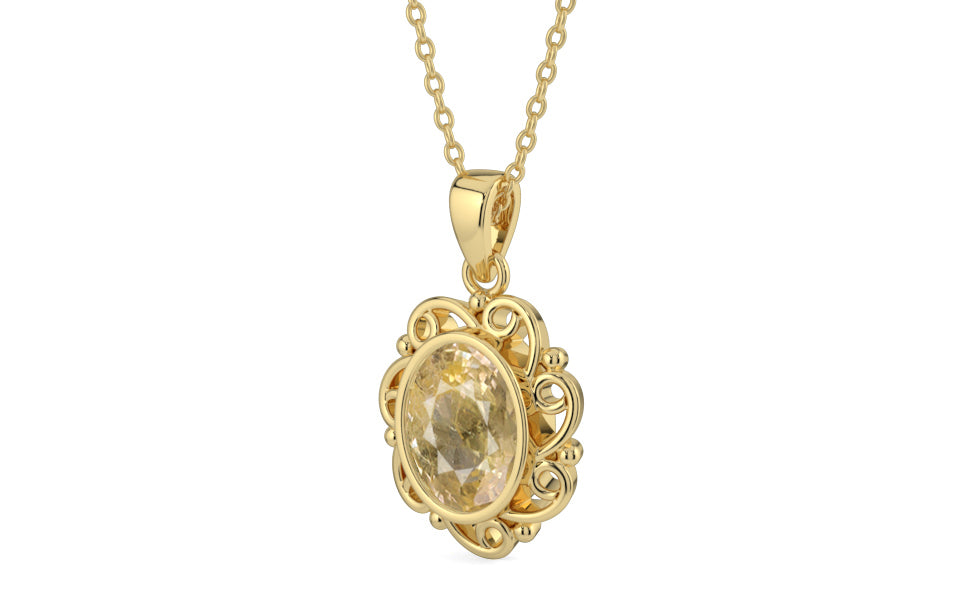 Ashtadhatu Ceylon Yellow Sapphire Pendant Fine Quality (P5)