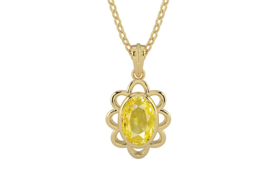 Ashtadhatu Ceylon Yellow Sapphire Pendant Limited Quality (P3)