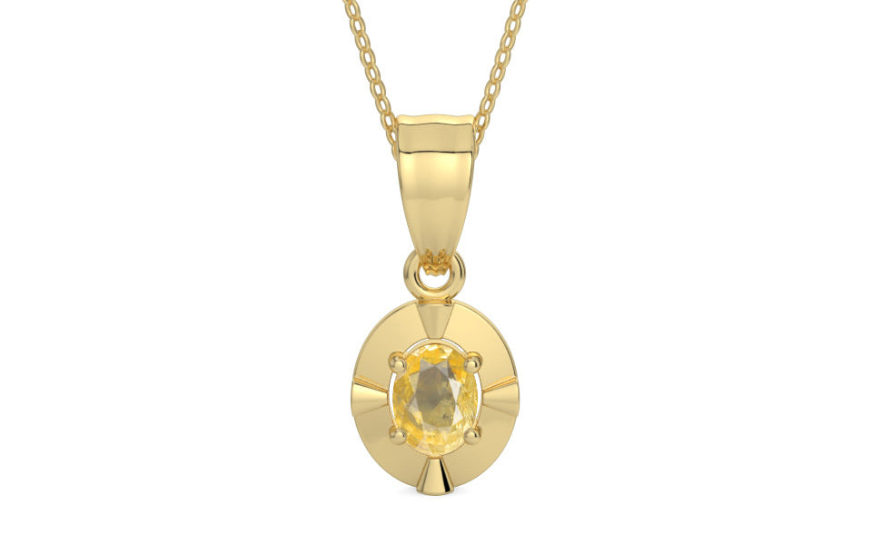 Ashtadhatu Ceylon Yellow Sapphire Pendant Prime Quality (P11)