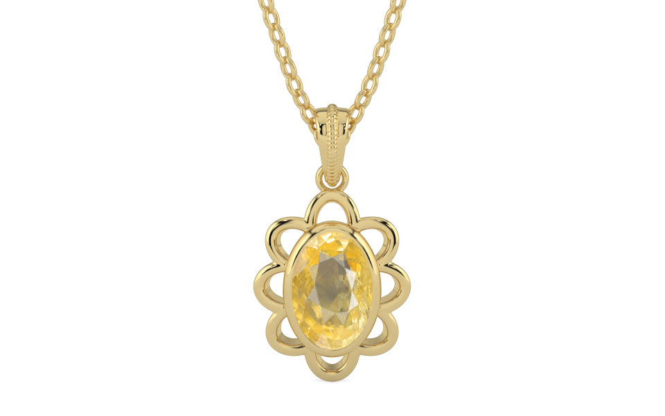 Ashtadhatu Ceylon Yellow Sapphire Pendant Prime Quality (P3)