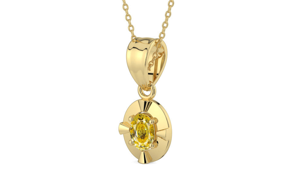 Ashtadhatu Ceylon Yellow Sapphire Pendant Rare Quality (P11)