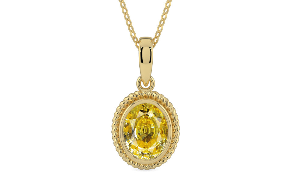Ashtadhatu Ceylon Yellow Sapphire Pendant Rare Quality (P7)